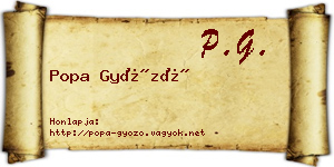 Popa Győző névjegykártya